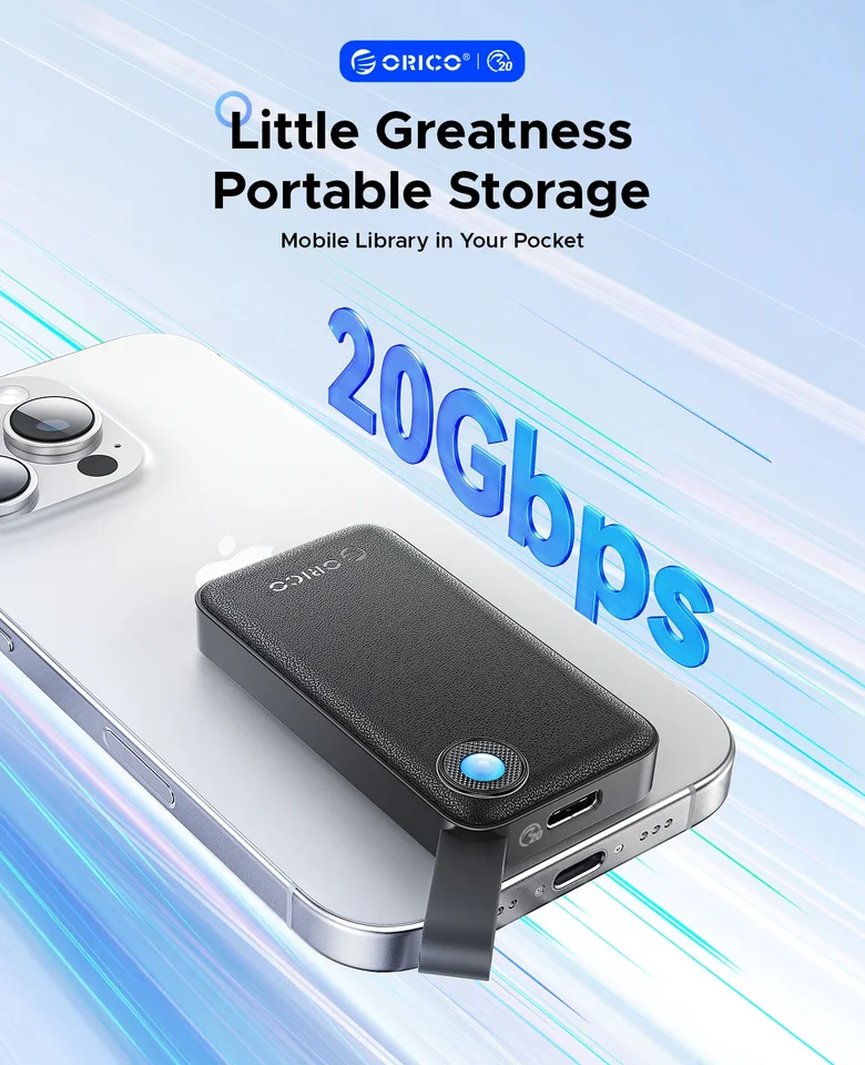 ORICO 2TB ポータブル SSD、最大 2000MB/秒、USB 3.2 Gen 2x2、超ミニ