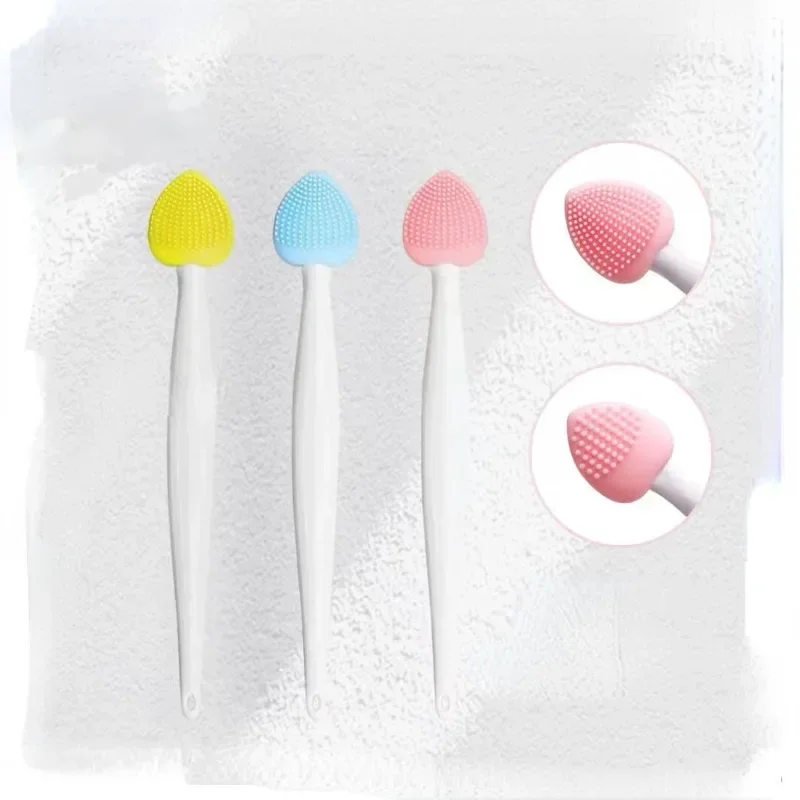 Love Skin Care Lip Exfoliating Facial Cleansing  Scrub Nose Clean Brush Blackhead Remove Silicone Double-Sided Skin Care Tool