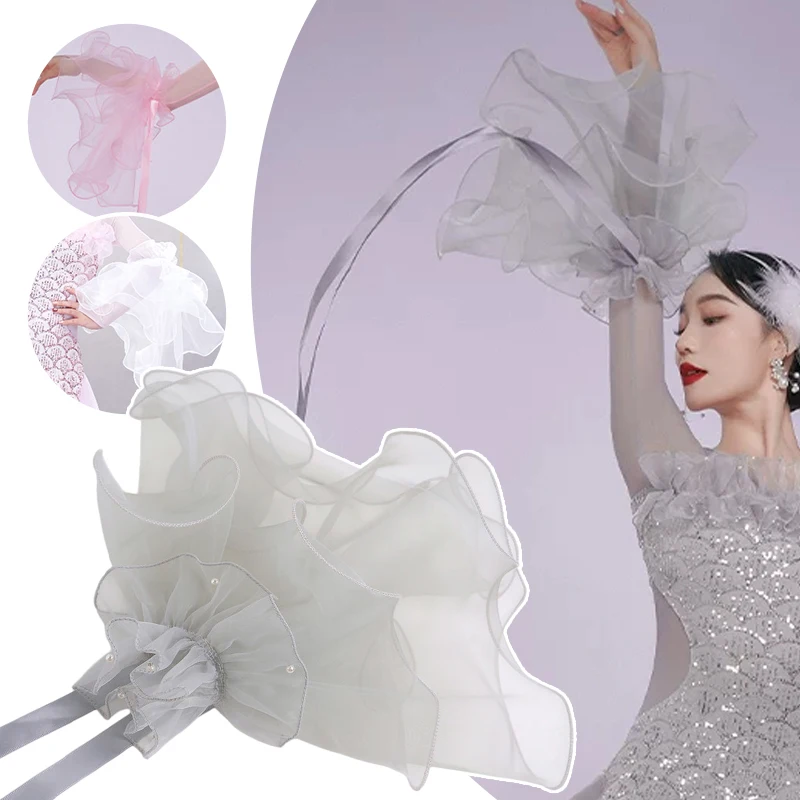 Elegant Pearl Wrist Flower for Dance Performance - Floating Hand Flower Accessories Modern Dance Waltz Ballet