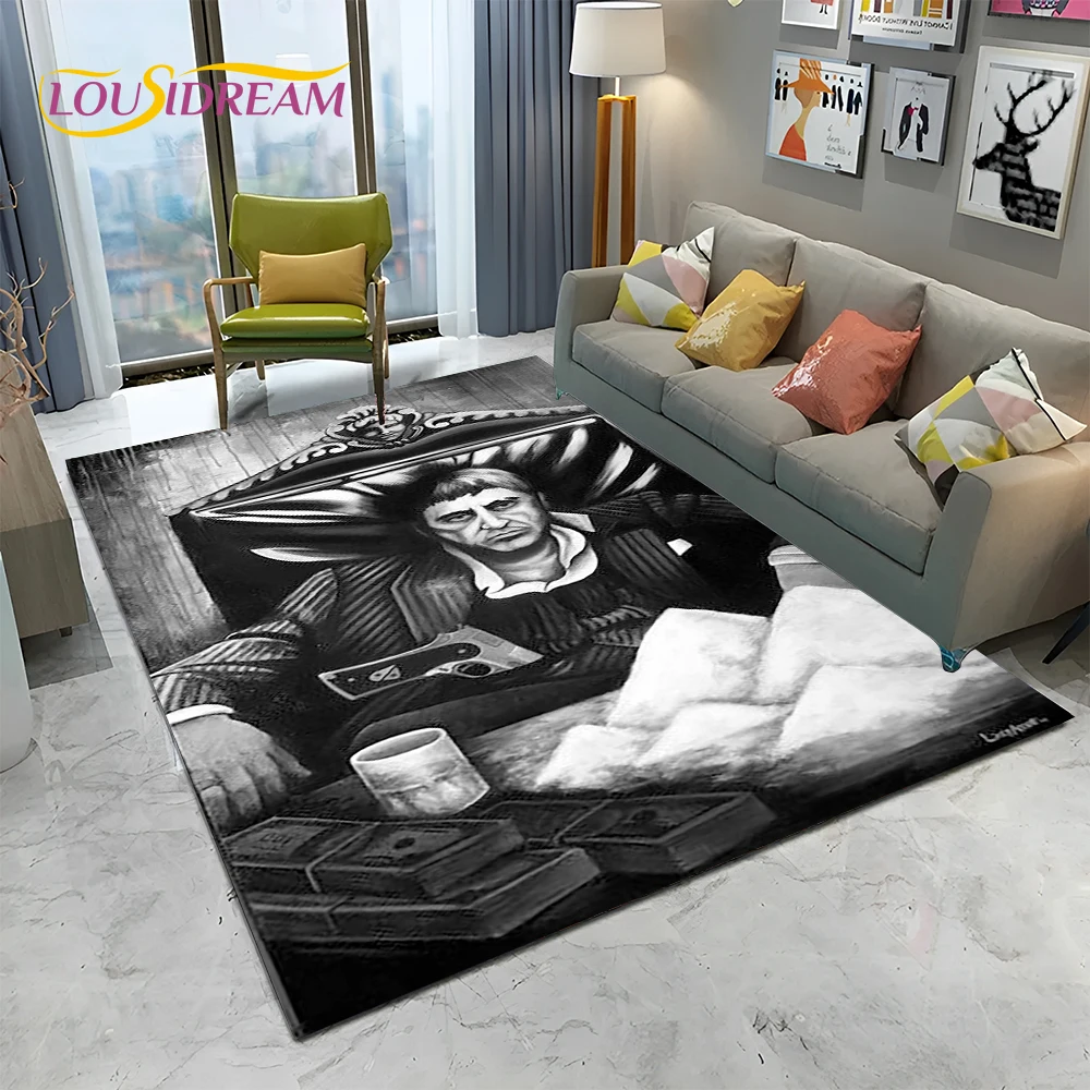 Scarface 3D Classic  Movie Tony Carpet Rug for Home Living Room Bedroom Sofa Doormat Decor,kids Play Area Rug Non-slip Floor Mat