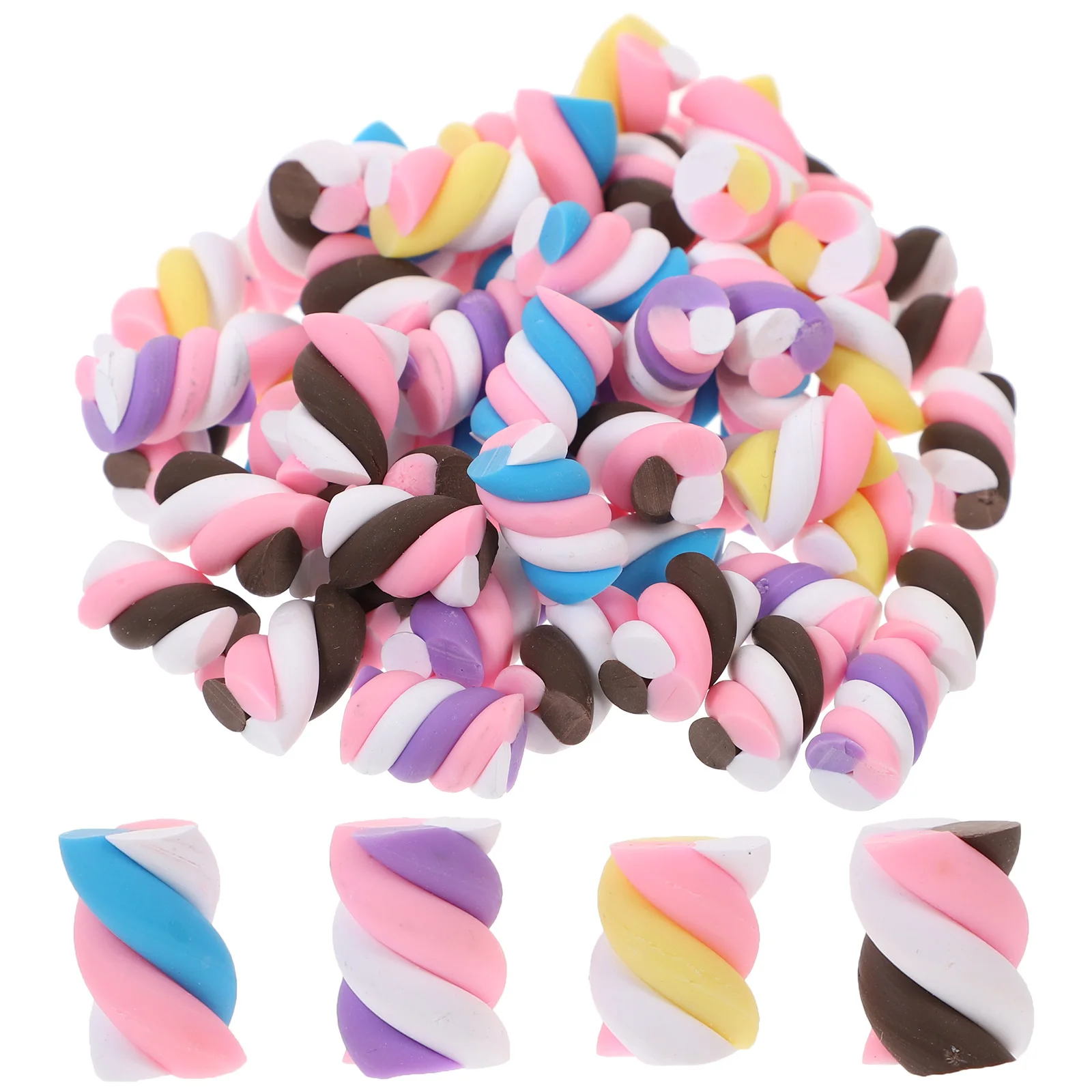 

60Pcs DIY Phone Shell Material Cotton Candy Pottery Craft Accessories Scrapbooking Decoration Stationery Box Hairpin