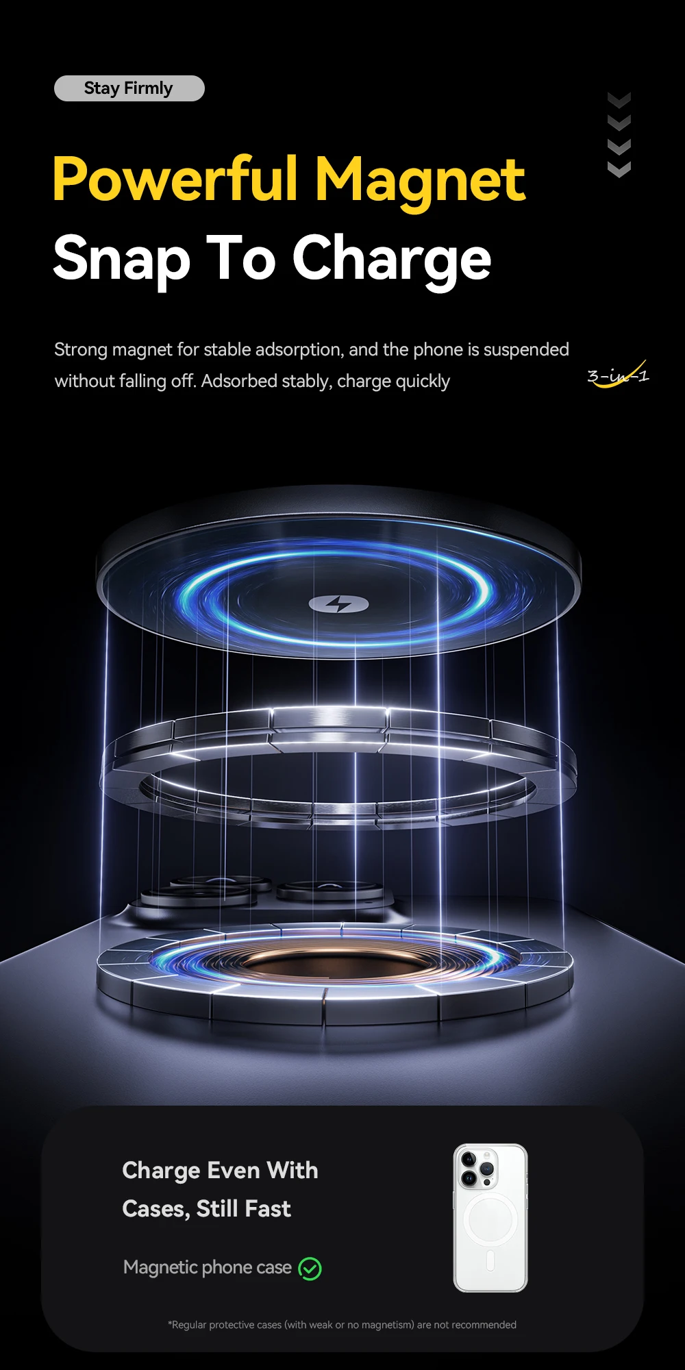 Essager 3-in-1 Portable Folding Wireless Charger Stand 15W Magnetic for iPhone 1716/15 AirPods Apple Watch MagSafe Fast Charging
