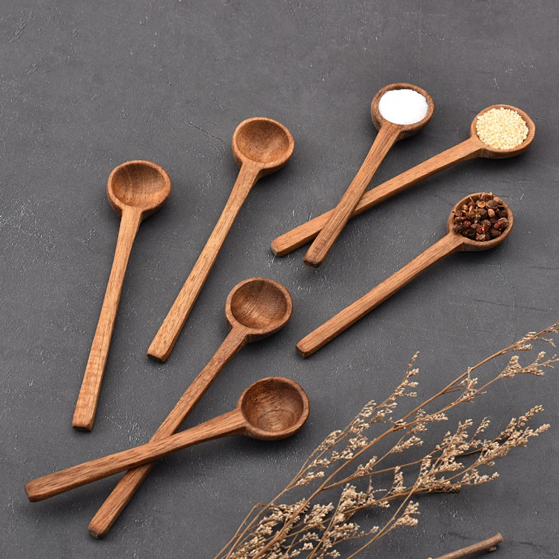 100pcs Kitchen Wooden Spoon Dessert IceCream Stirring Rod Long Handle Soup Teaspoon Mini Spoons Japanese Cooking Utensil Tool