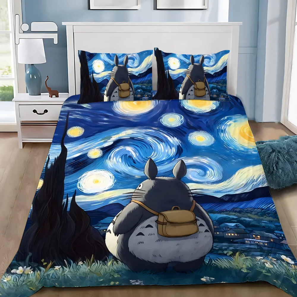 Cartoon T-TotoroS Duvet Cover Pillowcase Bedding Set Adult Boy Girl Bedroom Decoration Children Gift Single Double Large Size