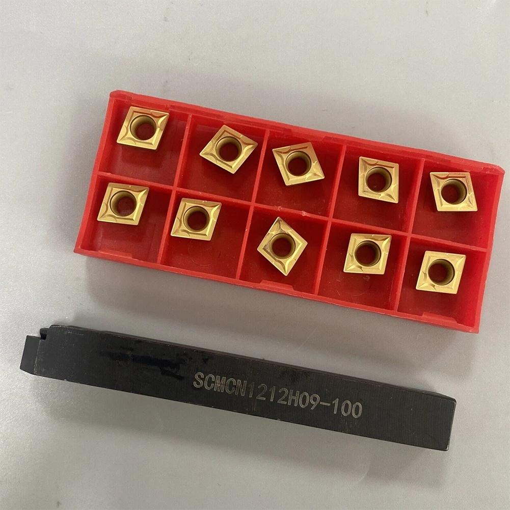 SCMCN1212H09-100 For Lathe Turning Tool Holder With 10PCS CCMT09T304 Carbide Inserts For CNC Metalworking For Semi Finishing