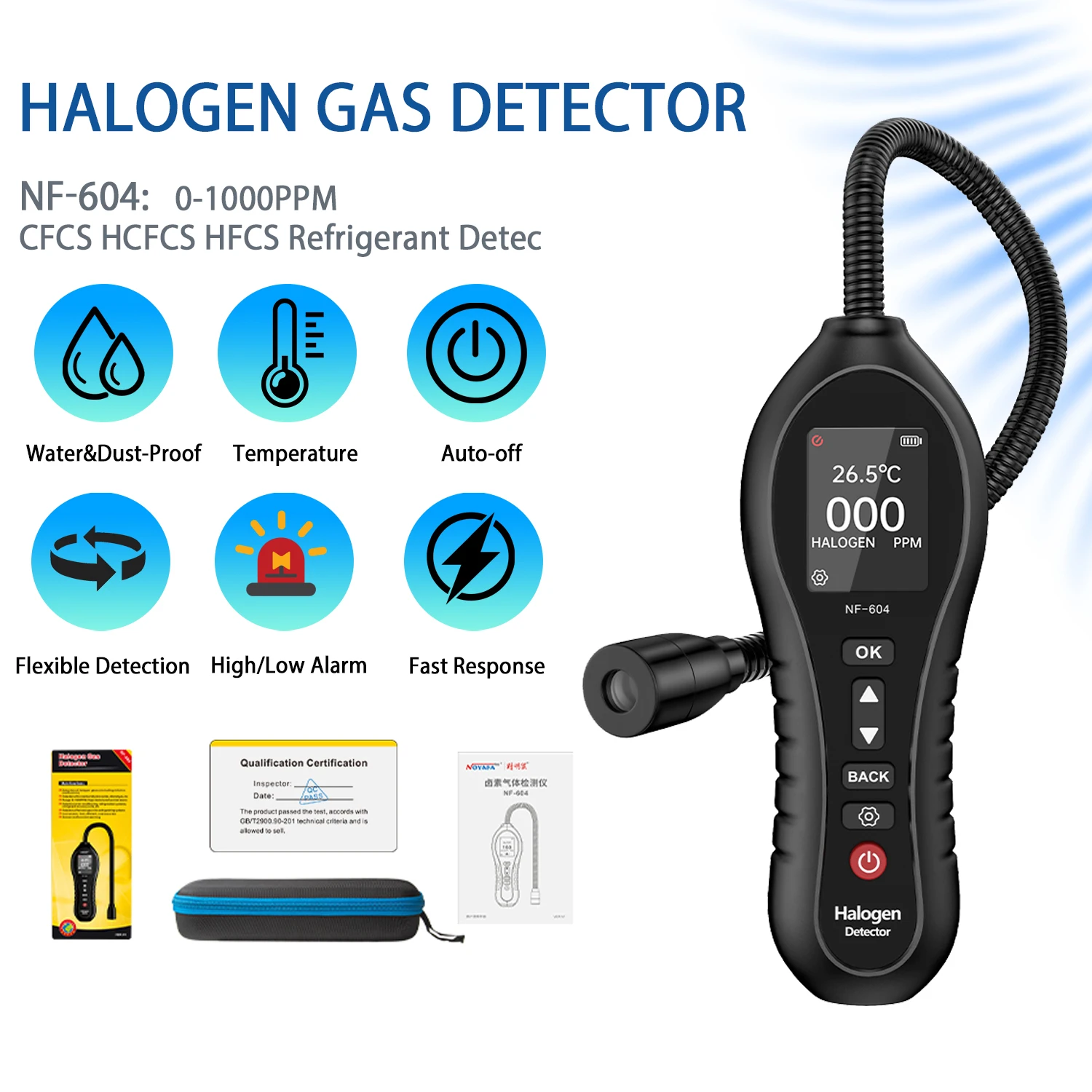 

NF-604 Halogen Gas Detector Air Conditioning Fluorine Leakage Detector Automobile Refrigerant Snow Species Leak Detection