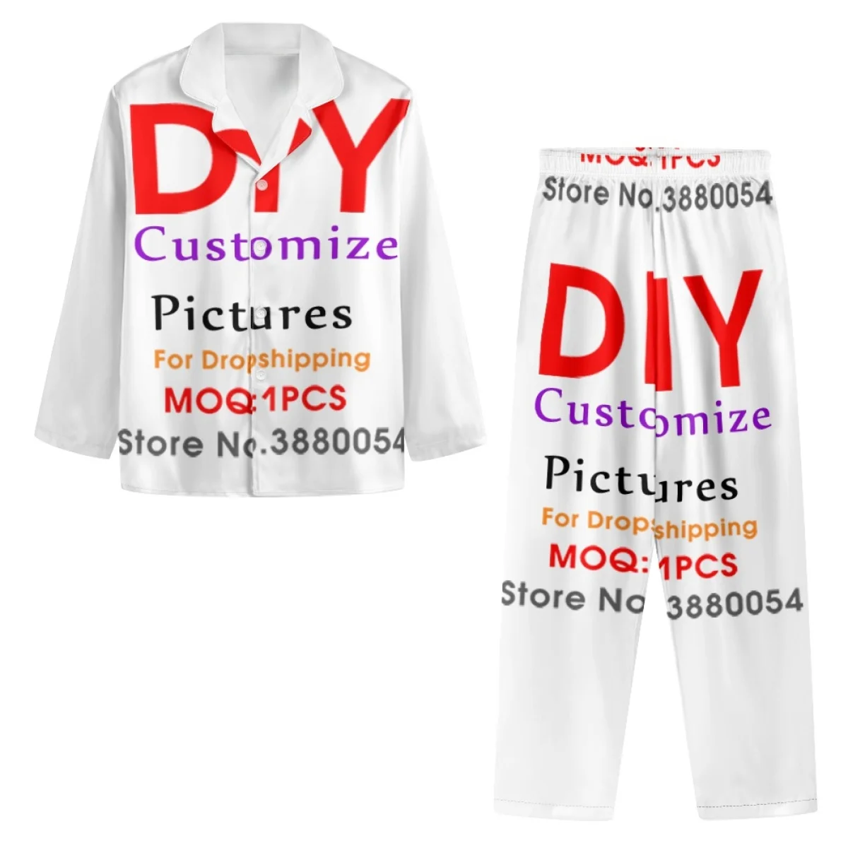 Noisydesigns Custom Home Men's Button Pajamas Suit Winter Long Sleeved Pajamas Set 2024 Cartoon Homewear Leisure Sleep Dropship