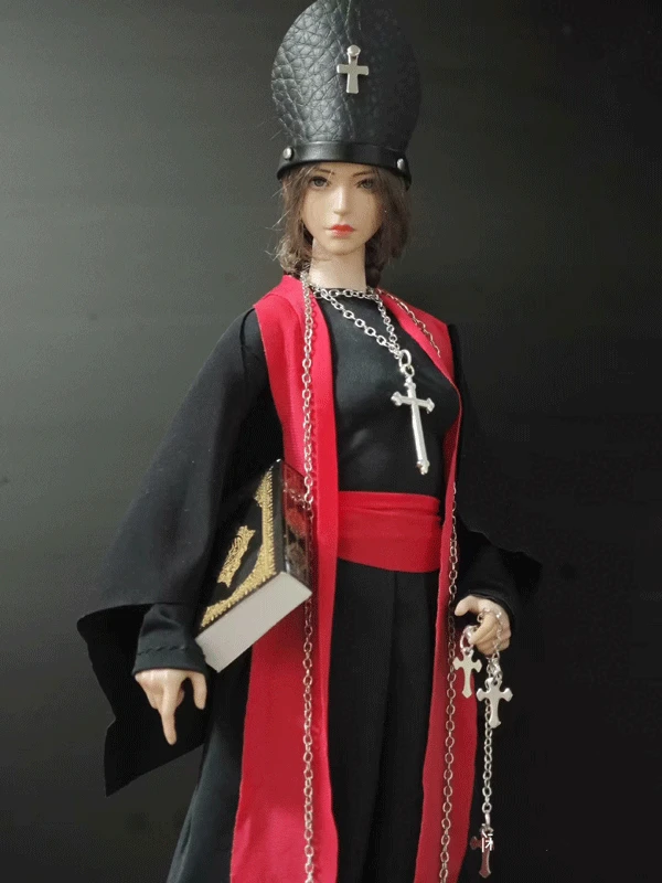 

1/6 Женская одежда солдата DIY Bishop в черном комплекте одежды, модель для 12 дюймовph tbl
