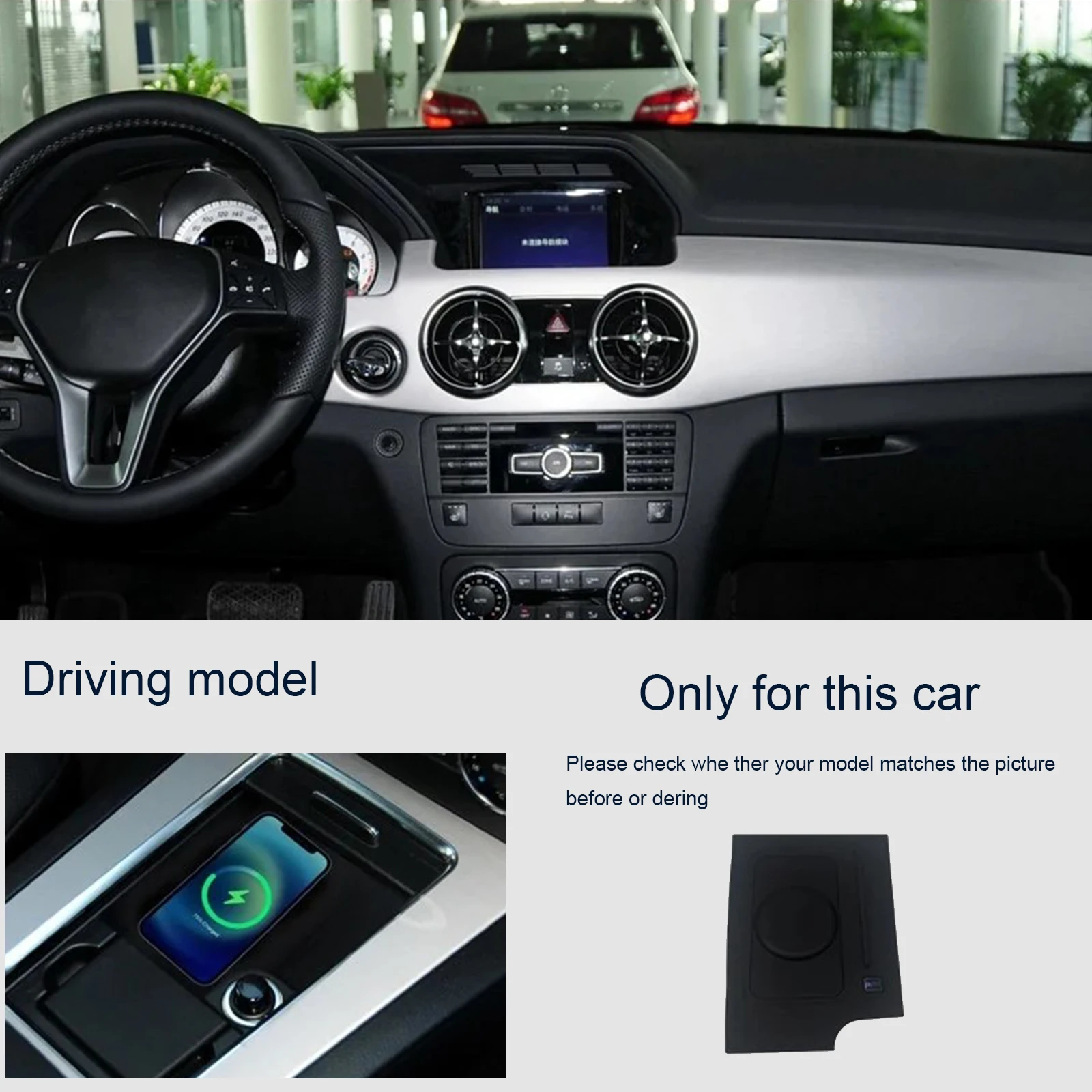 For Mercedes Benz GLK Class X204 2008–2015 2 Din The Least Car center console phone charger fast wireless charger plate holder