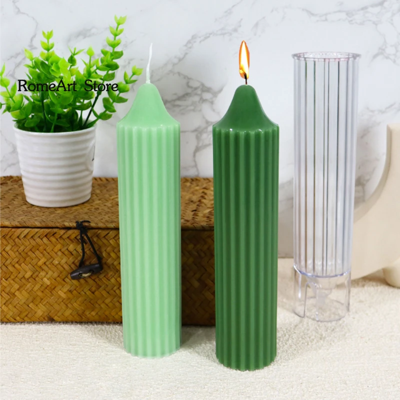 15–25 cm gestreifte zylindrische Kerzenform, DIY zylindrische Kerzenherstellungszubehör, langlebiges Kunststoff-Acrylform-Set für einfache Freigabe