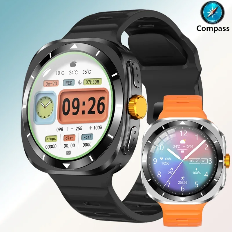 2024 Men's Smartwatch - Compass 5.0 Bluetooth Smart Call. 1.53-inch Full Screen Touch. IP67 Waterproof NFC Heart Rate Monitoring