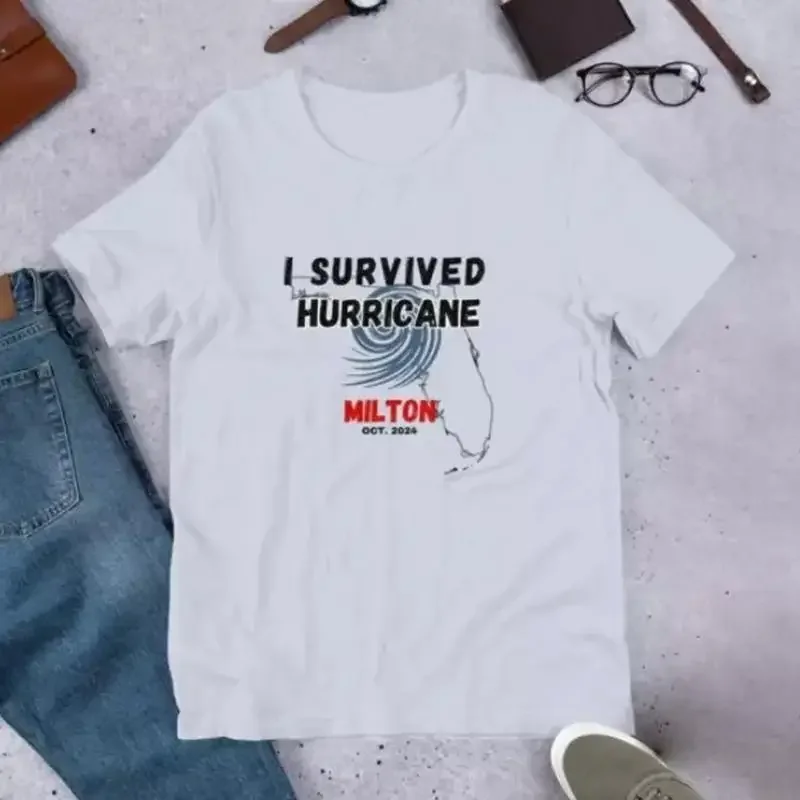 Sale 2024 I Survived Hurricane Milton T Shirt White S 5Xl Reprint