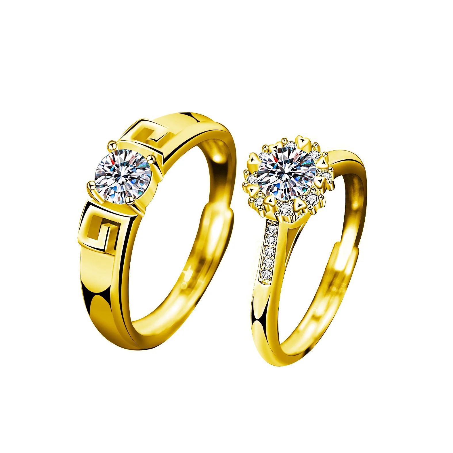 9999 genuine gold 24K pure gold high-end Eiffel Tower couple ring gold ring adjustable men's and women's gold jewelry ring