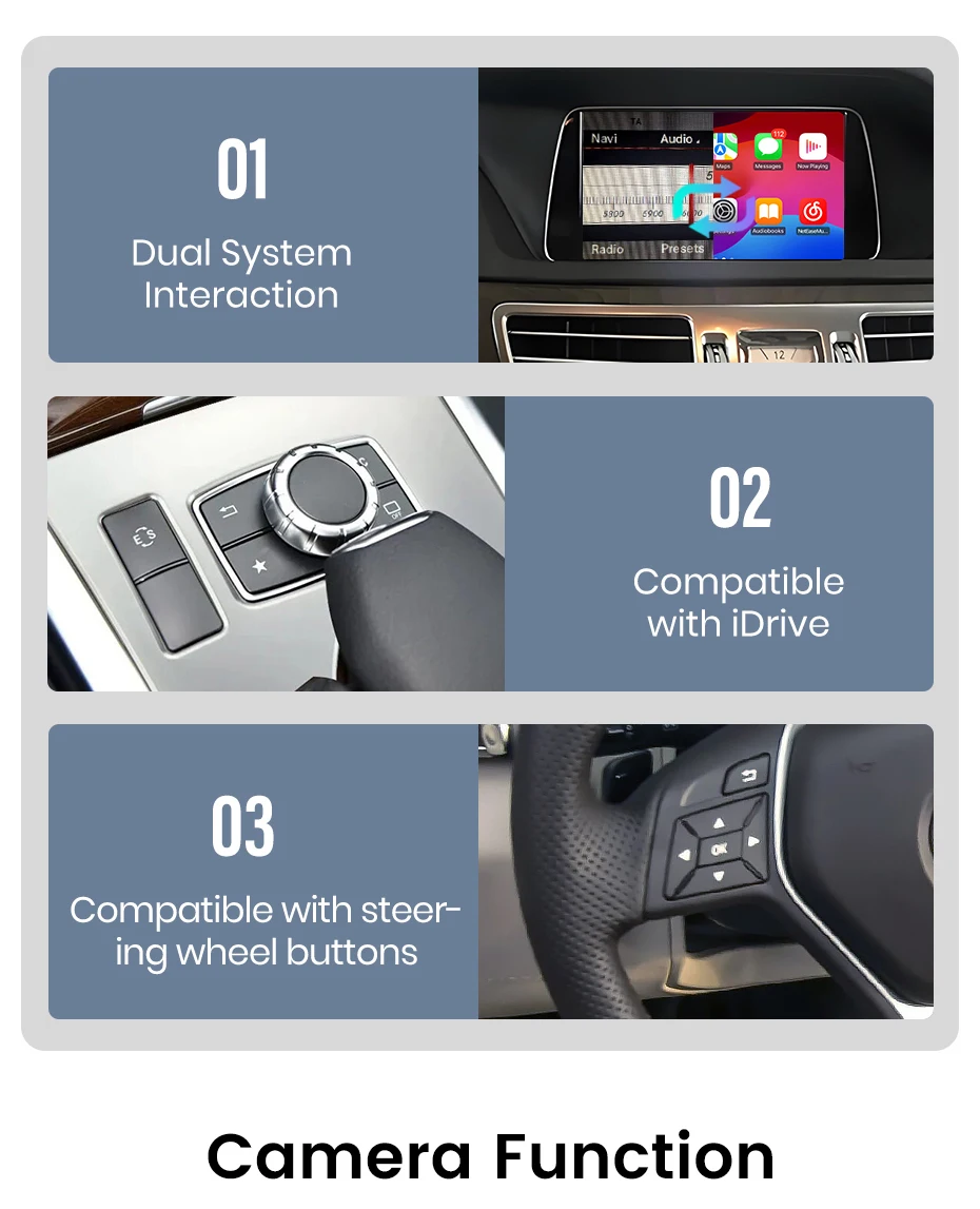 Junsun Wireless CarPlay Android Auto Decoder Für Mercedes Benz A GLC CLA GLA E GLE CLS Klasse W176 W205 NTG4.0/4.5/5.0 Mirrorlink – Detail 8