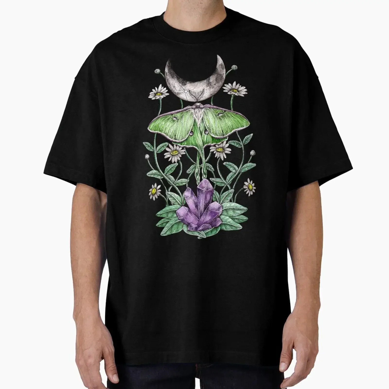 Luna Moth Crystals designed and sold by Marisa Dion vintage Washed fashion Comfortable graphic Stylish designer clothes