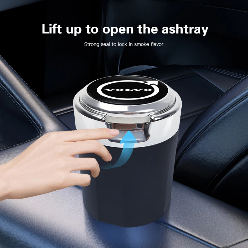 Car Ashtray One Touch Open Portable Ashtray Cup Auto Interior For Volvo C30 S60 T6 V60 V90 EX90 EM90 XC-Classic C70 CX70 Rdesign