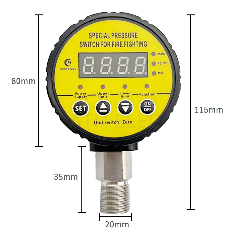 

HC-Y810 Digital Pressure Gauge Digital Intelligent Pressure Gauge Pump Negative Pressure Water Pressure Switch Controller Yellow