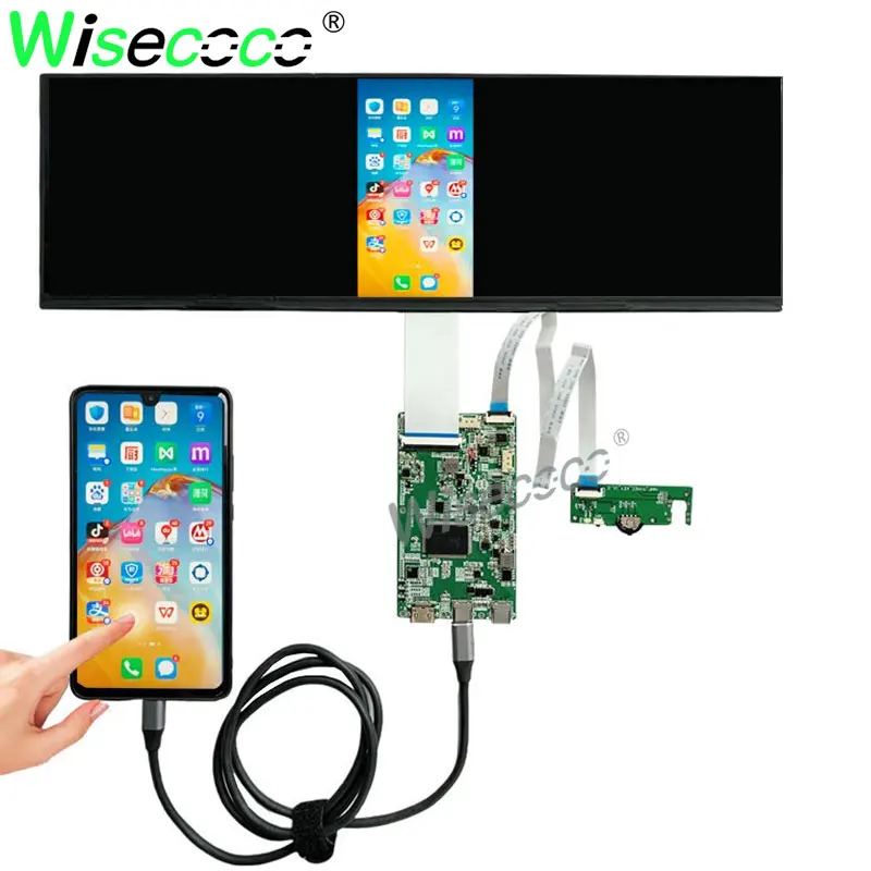 Imagem -02 - Wisecoco-esticada Bar Display Lcd Capacitiva Touch Screen Driver Board Usb-c Placa Driver Ips Tira Longa Ips 2560x720 2k 145