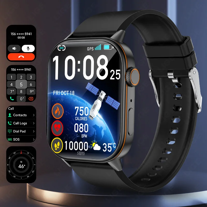 LIGE Outdoor GPS Sports Smartwatch Men 2.01" Display Screen Compass 420mAh Battery 178+Sport Mode Waterproof Bracelet Smartwatch