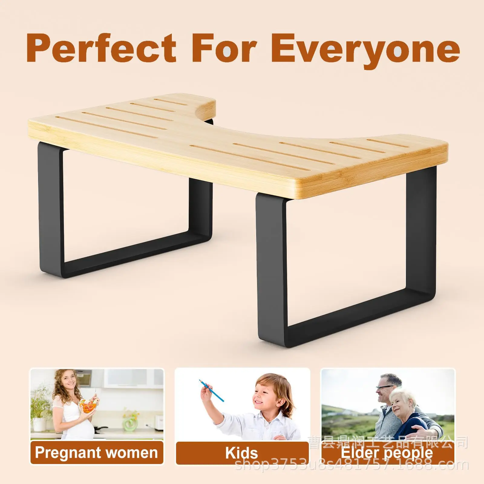 Foldable Bamboo Toilet Stool Non Slide Poop Seat Squat Bench Adjustable Height Squat Stool for Bathroom for Adults Children