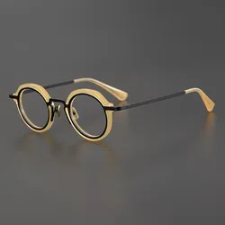 Acetate Round Eyeglasses Frame Male Women Vintage Reading Glasses Men Prescription Glasses Anti Blue Light 0 +1.25 1.5 1.75 2.0