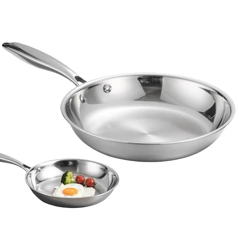 

Сковорода из нержавеющей стали с антипригарным покрытием, кастрюля для жареного стейка, кухонная посуда без покрытия для домашней газовой плиты и индукционной плиты