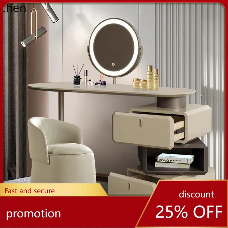 HT minimalist solid wood dresser bedroom small apartment modern multifunctional makeup table rotating home decor