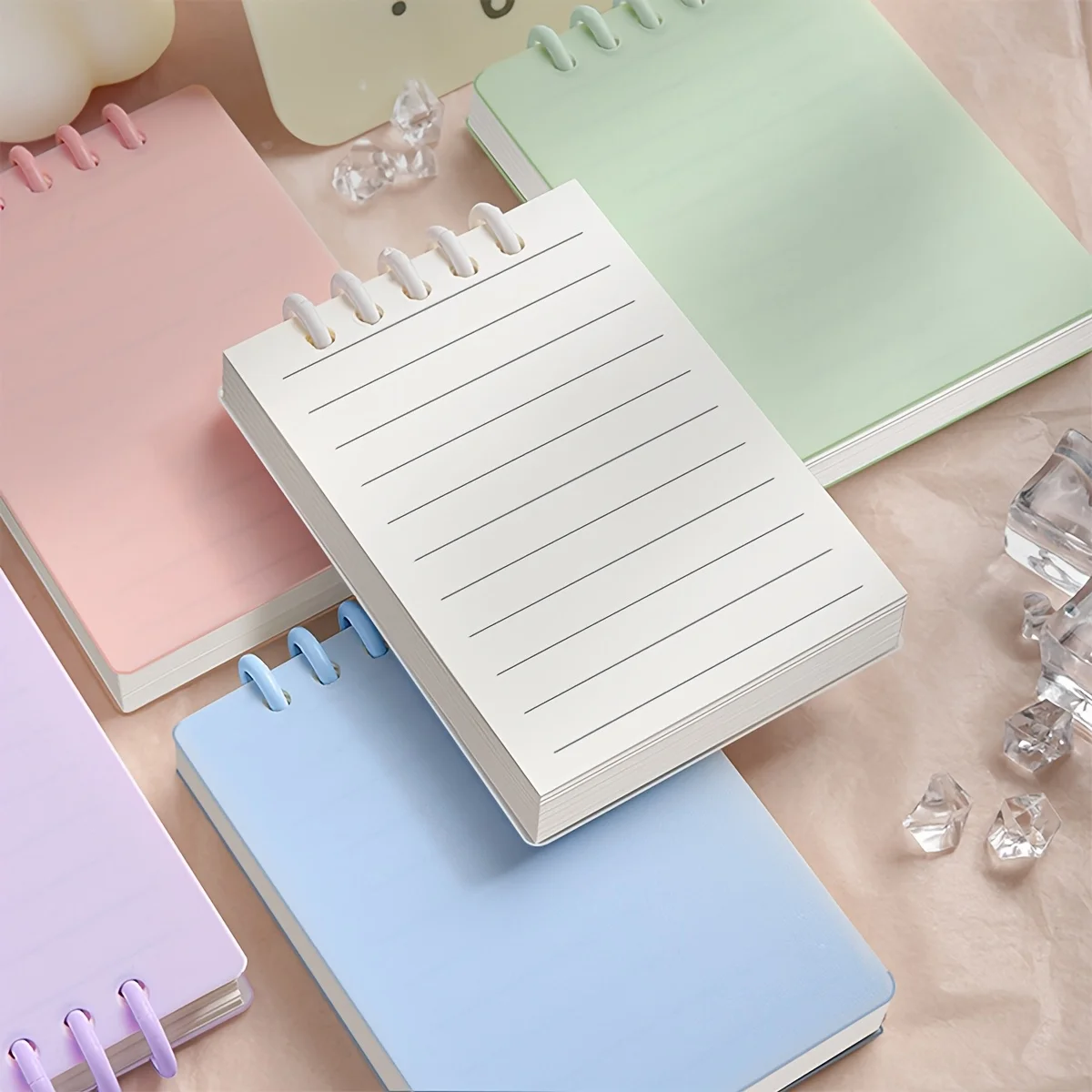 5pcs Soft Pastel A7 Notebooks - 80 Sheets Each, Portable Thick Ring-Bound Journals Ideal for School, Office, and Personal Use, F