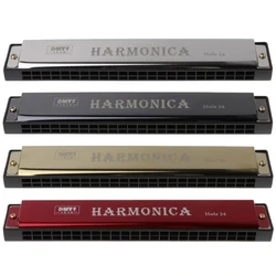 Miwayer 24 Holes Professional Harmonica, Metal Harmonica Key of C With Case, Mouth Metal Organ for Beginners Musical Instruments