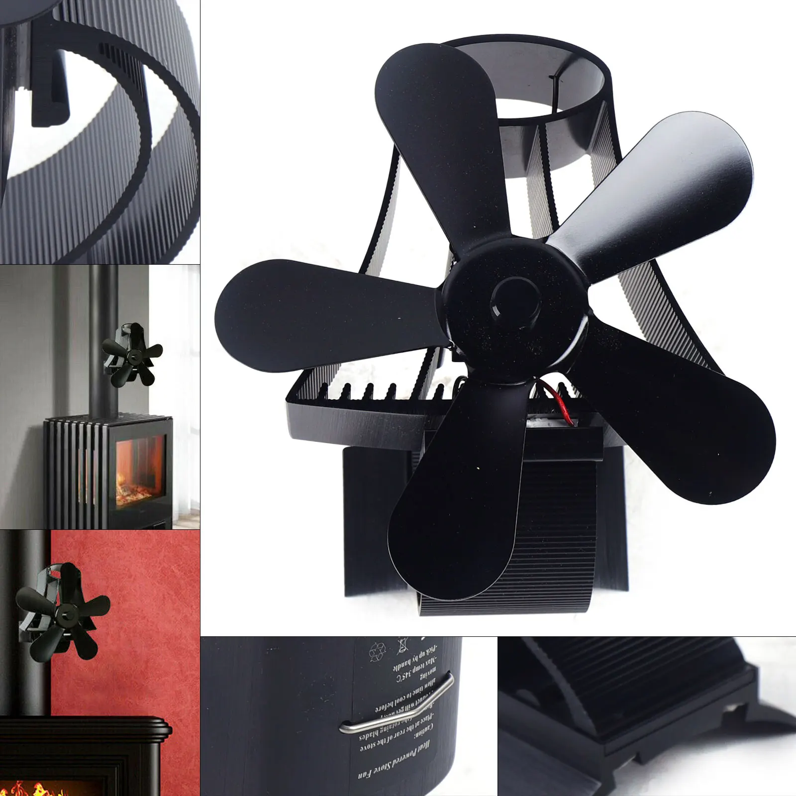 5 Wing Electric Fan Fireplace Stoves Magnetic for Wood Fireplace NEW