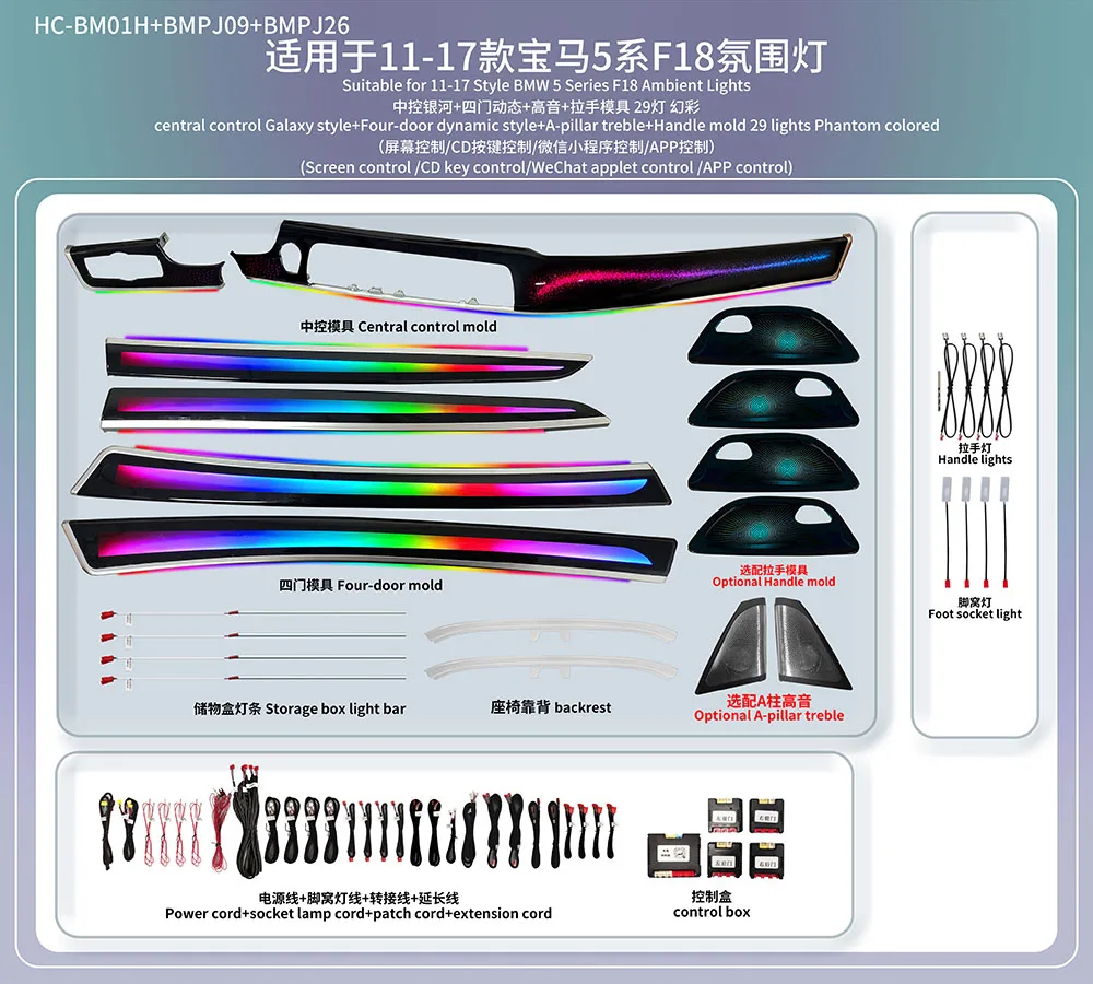 LED-interieurverlichtingsset voor BMW 5-serie 2011-2017 (F07/F10/F11/F18) en 5GT – Boost meeslepend rijden