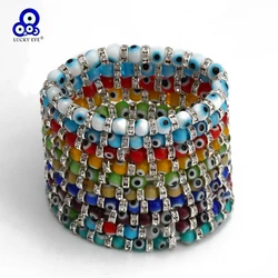 Lucky Eye Glass Colorful Beads Bracelet Adjustable Turkish Evil Eye Beaded Bracelet for Women Girls Men Fashion Jewelry BE636