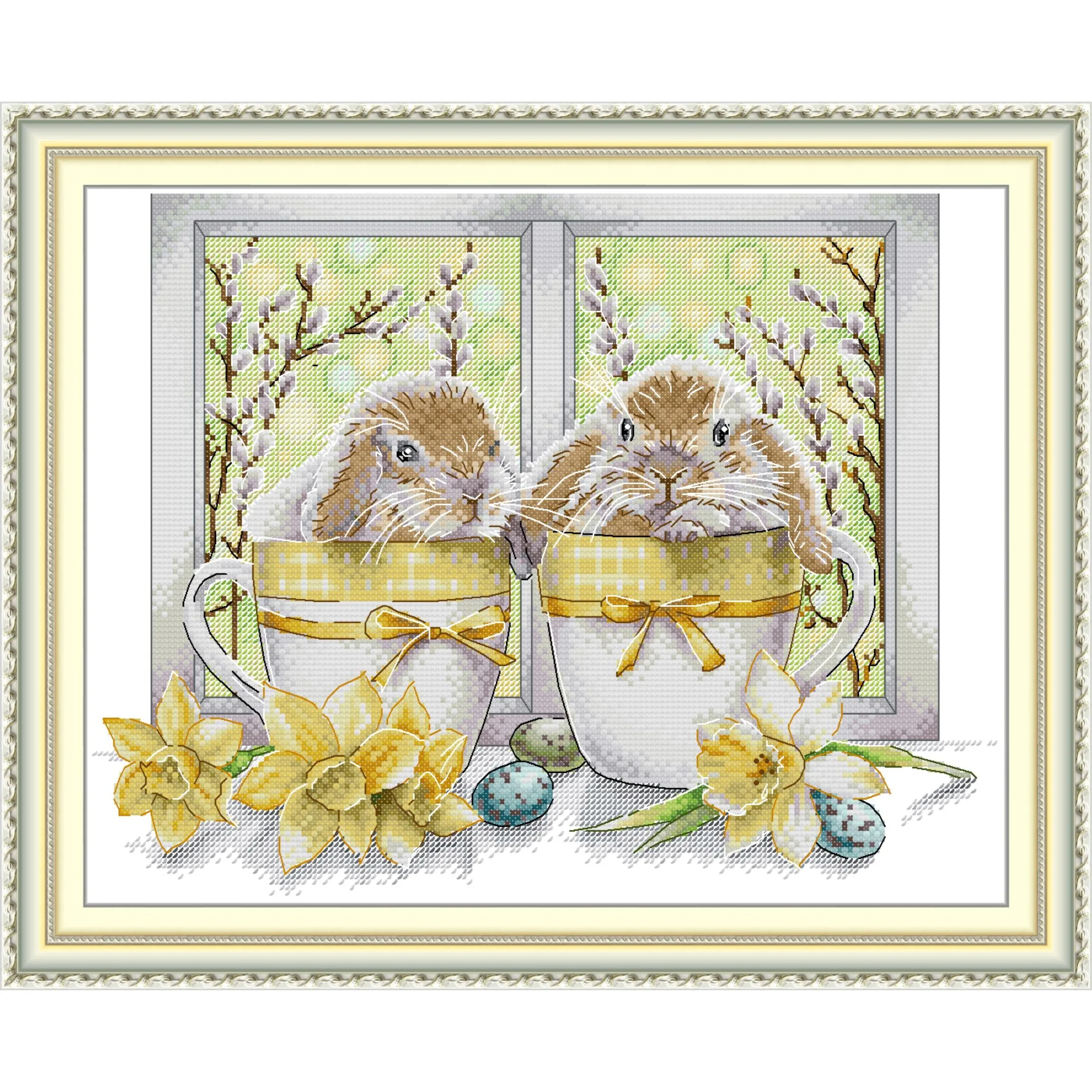 

Радость воскресенье, легкий швейный узор для начинающих, набор для вышивки из штампованной ткани - Пасхальный кролик