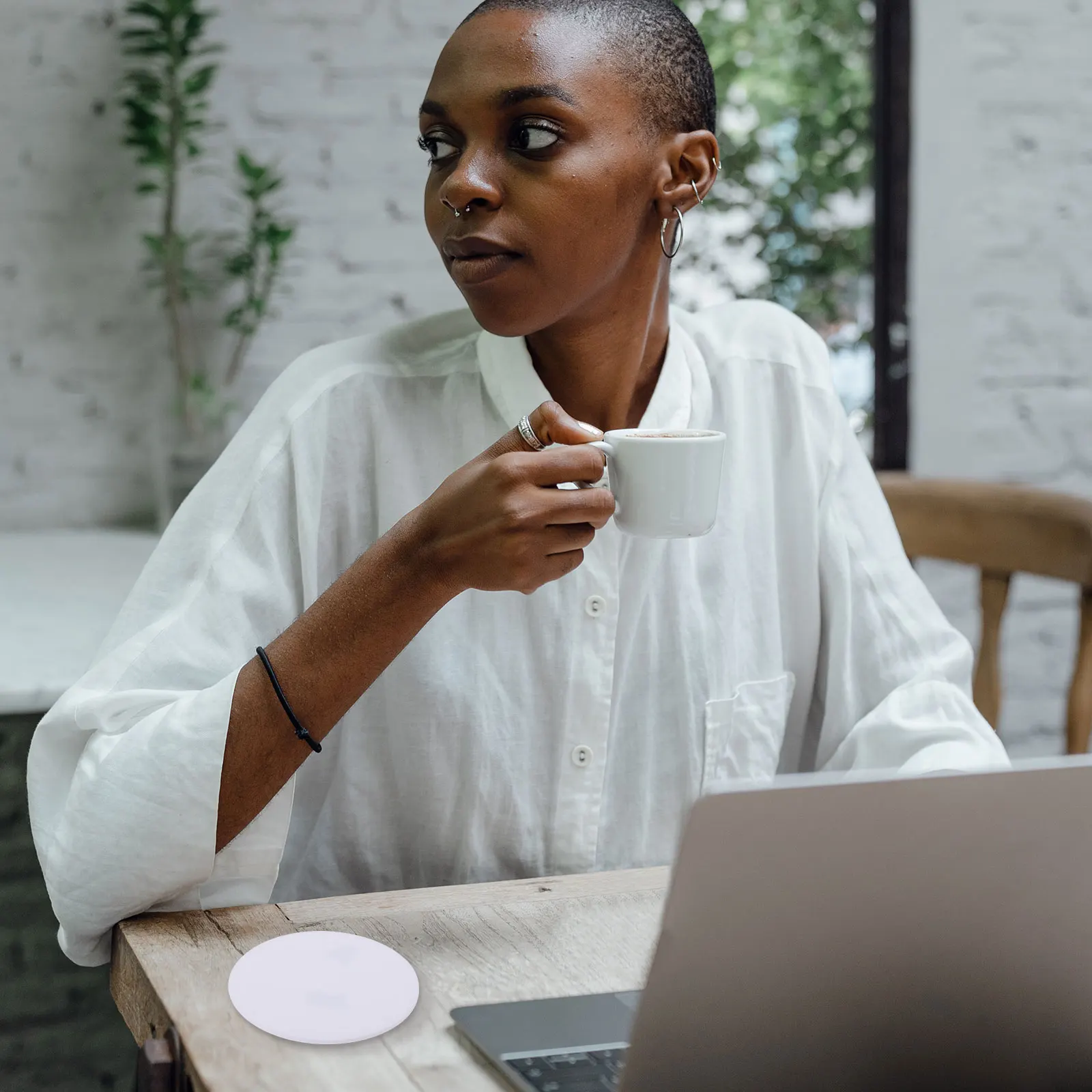 7 Pcs Silicone Coasters Heat Resistant Placemats Anti Slip White Set 6 Dining Insulation Pad Tableware Protector