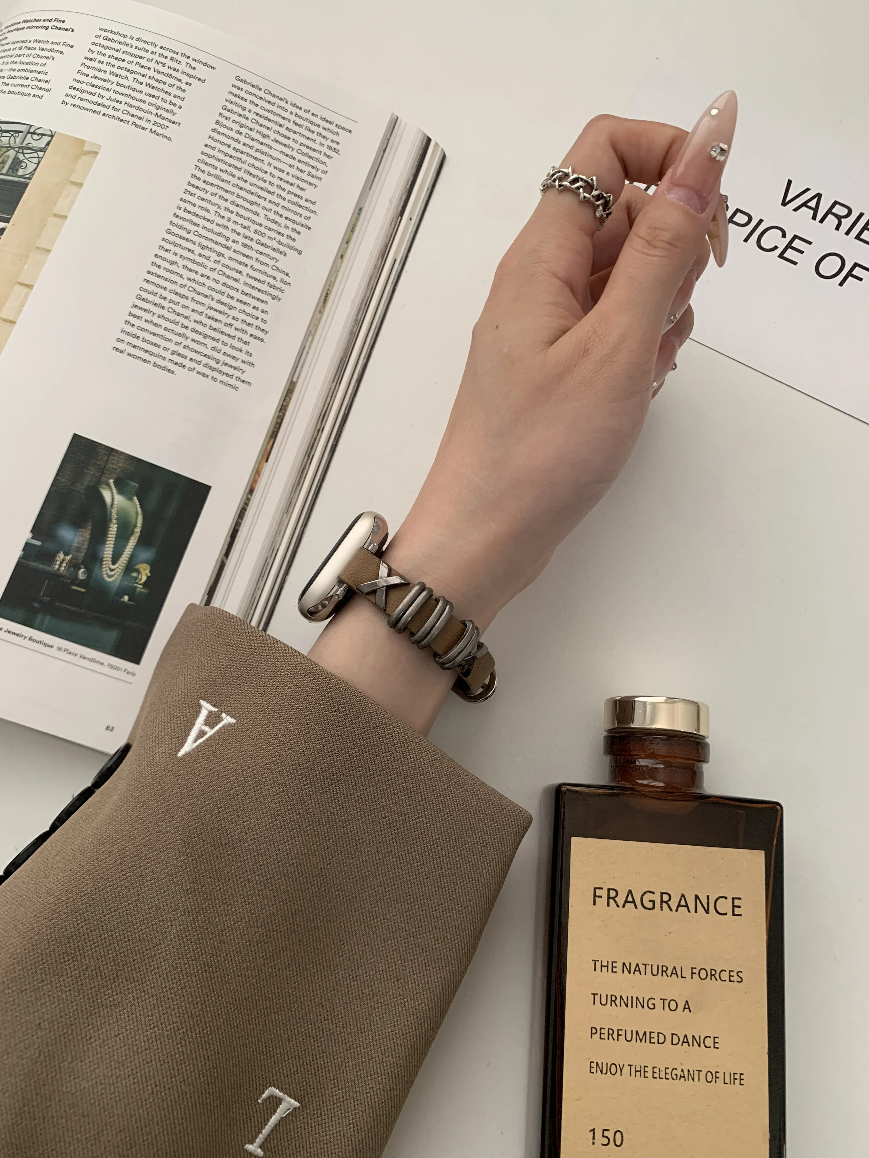 حزام نمط فاسق لساعة أبل ، مصنوعة من سلسلة معدنية قديمة للنساء ، سوار المعصم الموضة ل iWatch ، سامسونج 38 ، 40 مللي متر ، 41 مللي متر ، 42 مللي متر ، 44 مللي متر ، 45 مللي متر ، 49 مللي متر