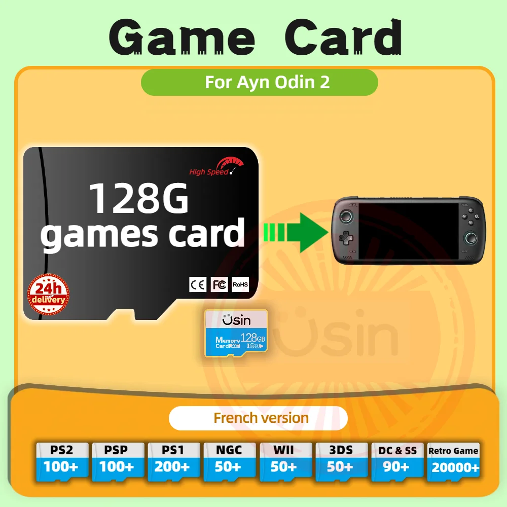 Memory Game Card For Ayn ODIN 2 ODIN2 Mini French Version Retro PS2 PSP Games Android Gaming portable Console SD TF H-speed 128G