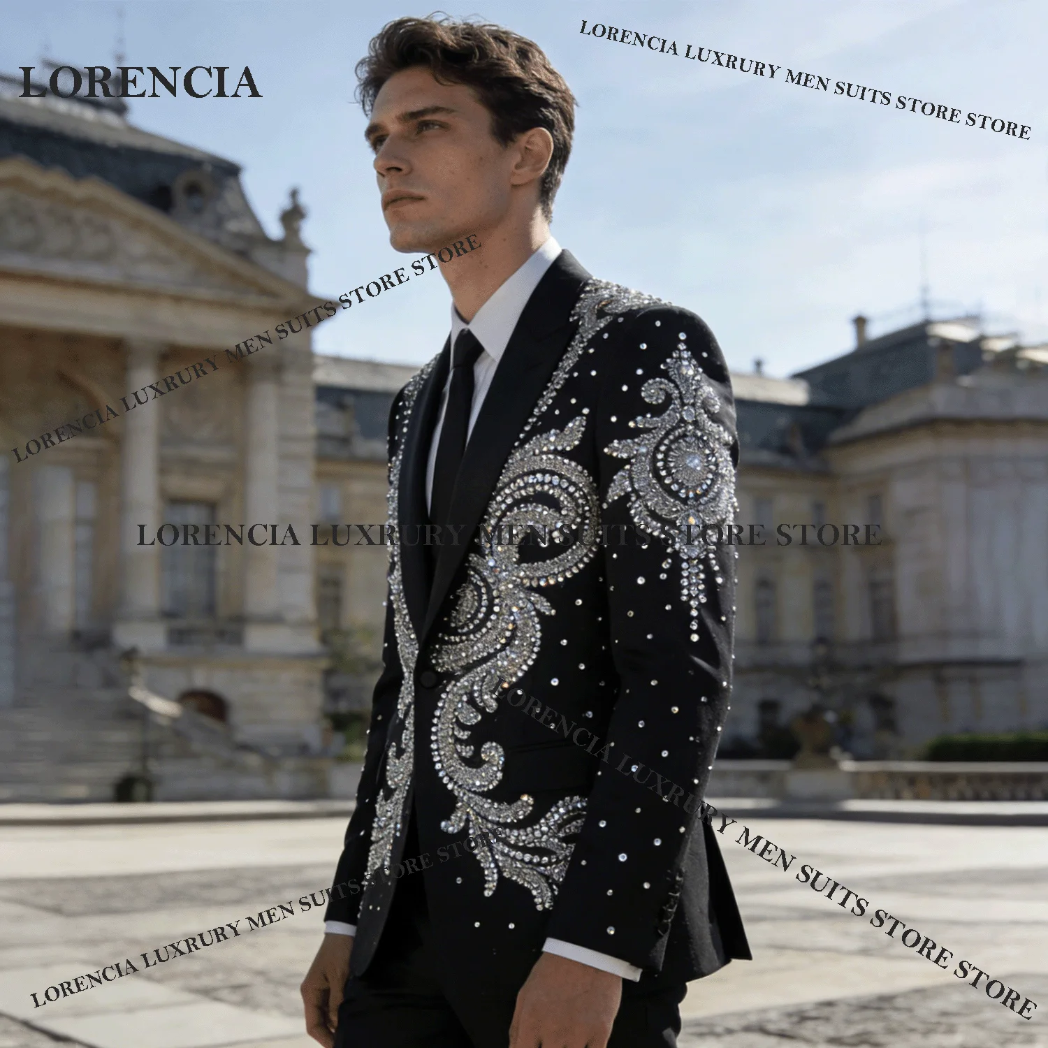 

Elegant Men Diamond Design Suits Exquisite Customized Wedding Tuxedos Handsome Slim Ropa hombre 2 Pieces Sets Groom Male Blazers