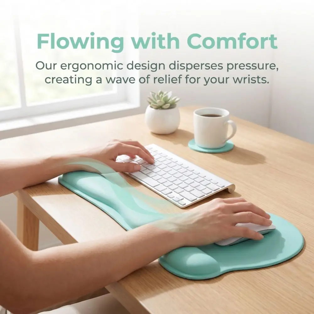 3Pcs Comfortable Keyboard Wrist Rest Set Soft with Wrist Rest Mouse Wrist Support Pad Hand Rest Ergonomic Wristband Mouse Mat