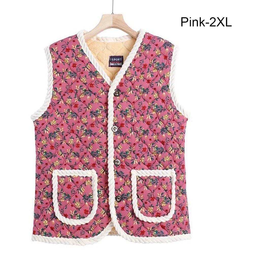 

Warm Fleece-Lined and Thickened Floral Vest Cottagecore Style Lightweight Kimchi Vest Soft Padded Quilted Vest Autumn Winter