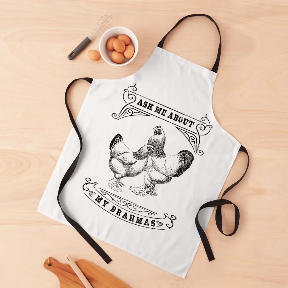 Ask Me About My Brahmas Chicken Illustration Apron For Kitchen Women Restaurant Kitchen Equipment kindergarten teacher Apron