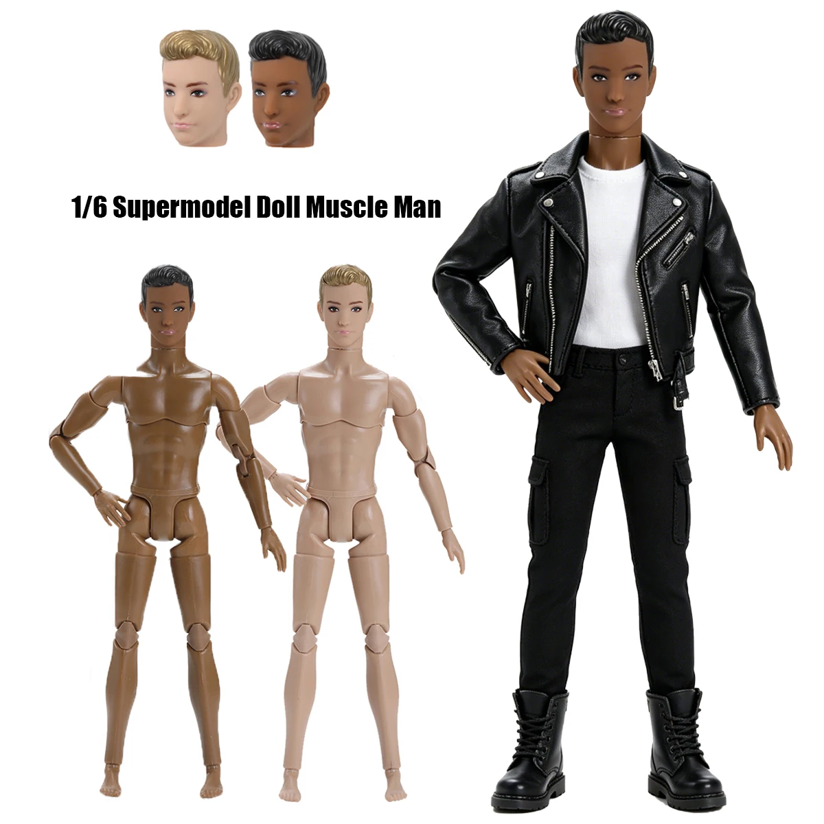 New 1/6 Supermodel Doll Muscle Man Head+Body Parts 31cm Joint Movable Babi Boyfriend KEN Action Figure Collectable Prince Doll