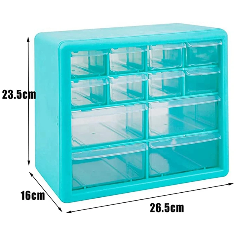 Abwr-desktop pengatur penyimpanan, dengan 12 laci Desktop kerajinan laci dada plastik Desktop kotak penyimpanan ornamen seni DIY