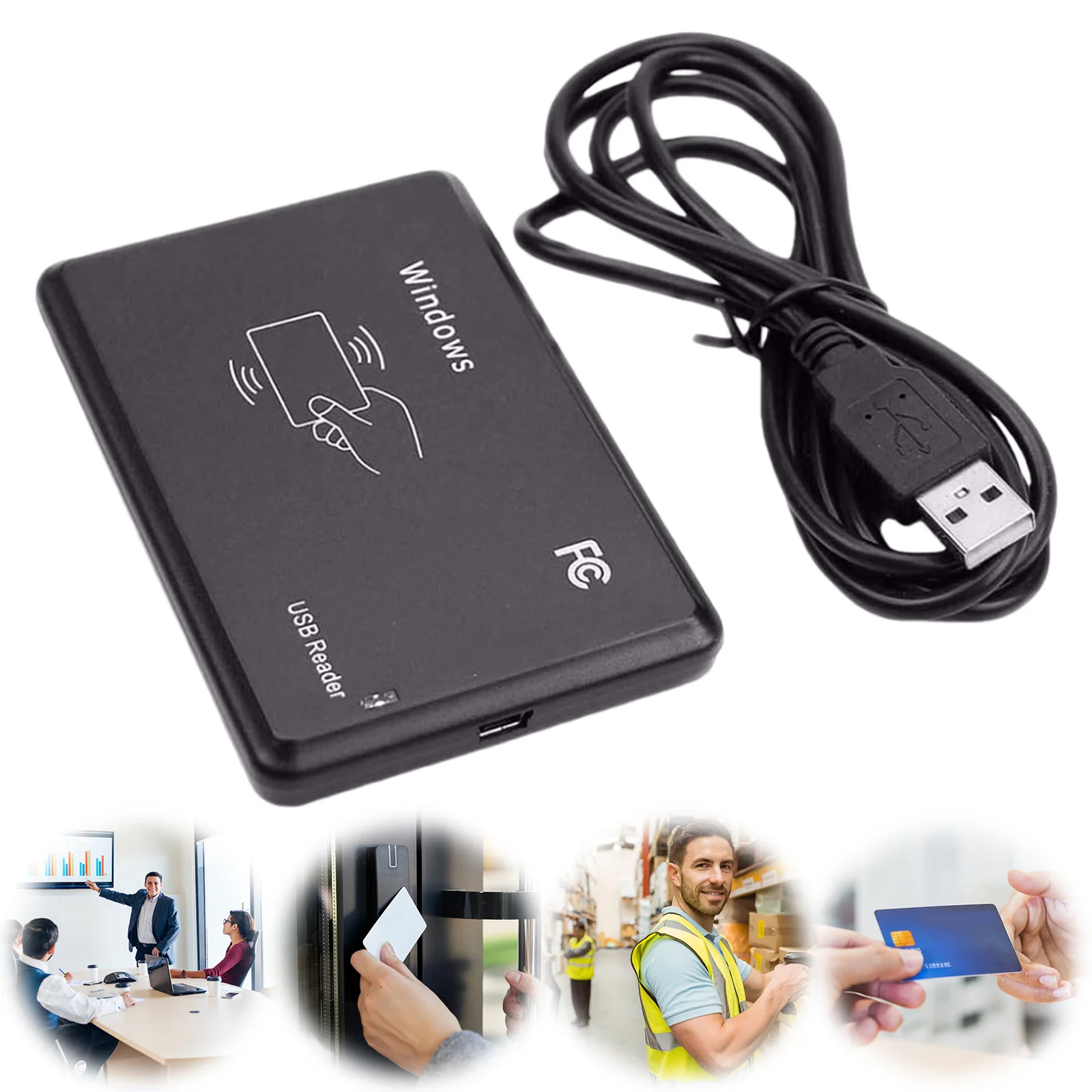 Smart Card Reader with LED Indicator/Buzzer Access Control Encrypted Programmer Compatible for Windows Linux MacOS