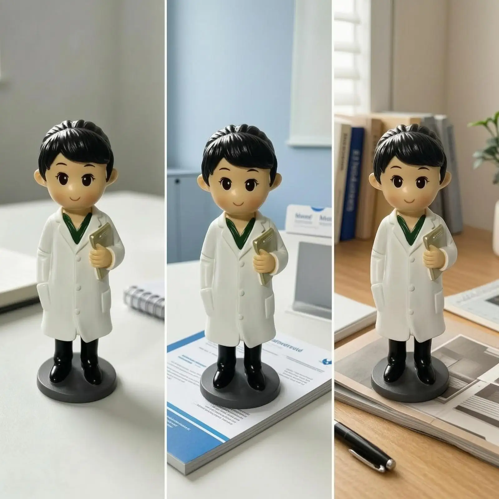 Cheerful Doctor Statue Desk Decor for Practice Office Cute Resin Figurine Medical Gift