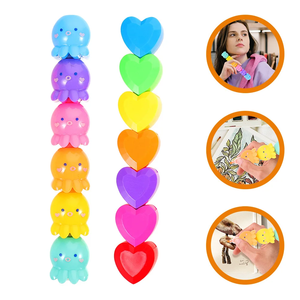 

2Pcs Octopus Highlighter Pens Fluorescent Bright Colors Markers for Students Notes School Supplies Highlighter Pen