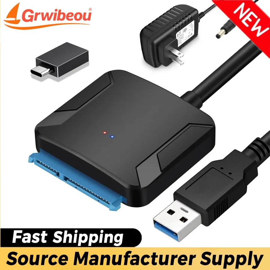 Grwibeou USB 3.0 To SATA Cable Sata III To USB Adapter Converter Cables Support 2.5/3.5 Inch External SSD HDD Adapter Hard Drive