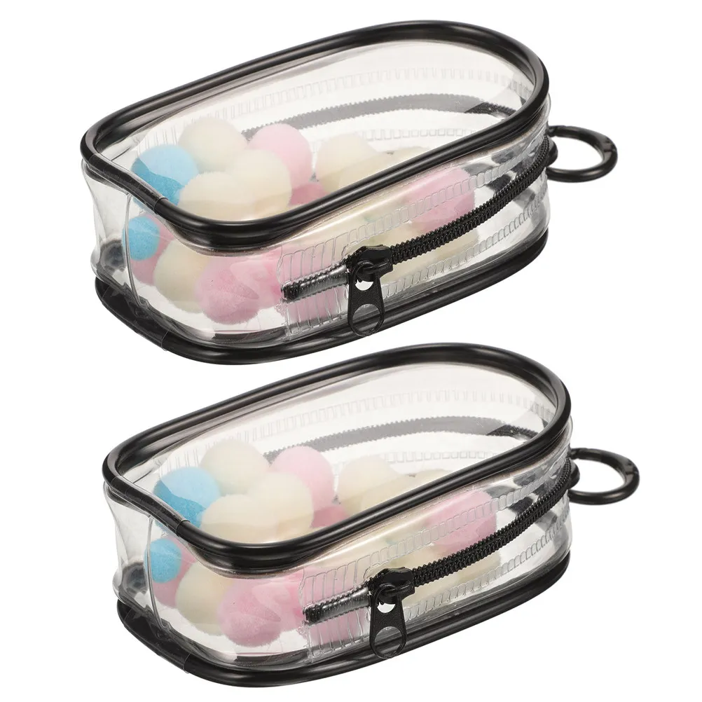

2Pcs Clear Portable Display Bag with Keychain Hook Dustproof Transparent Storage for Mini Figures Collectibles Hanging Organizer
