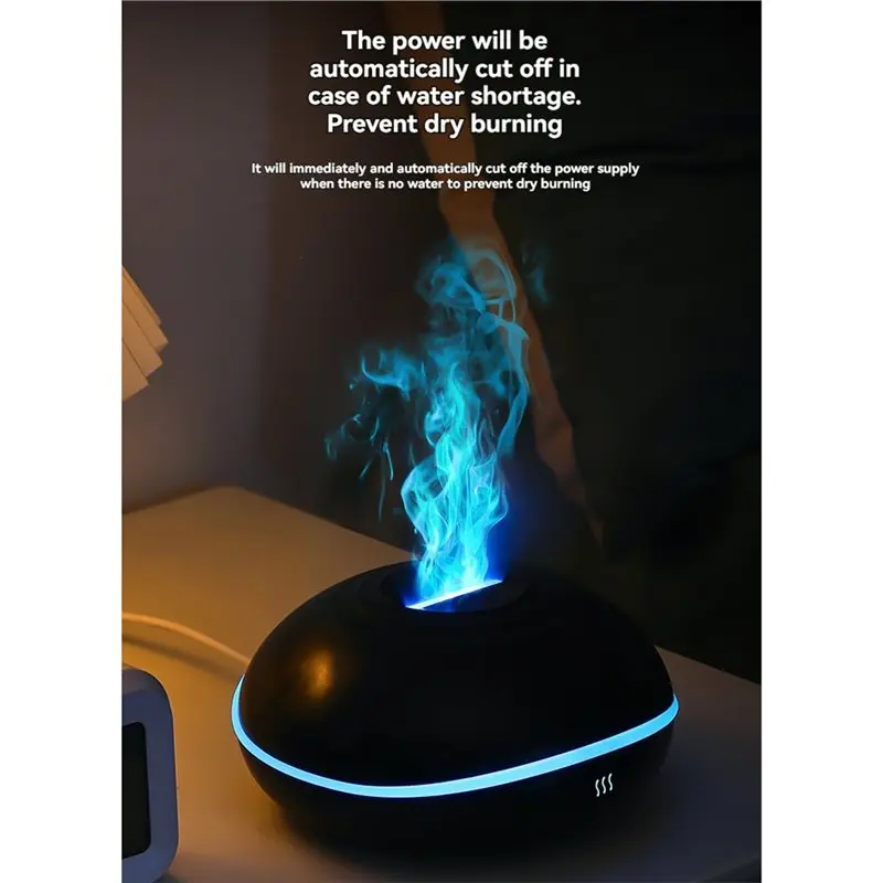 A02V-Aromatherapy Diffuser 200Ml Flyings Saucer Ultrasonic Cool Mist Humidifier Essential Oil Diffuser 7-Color LED Flame