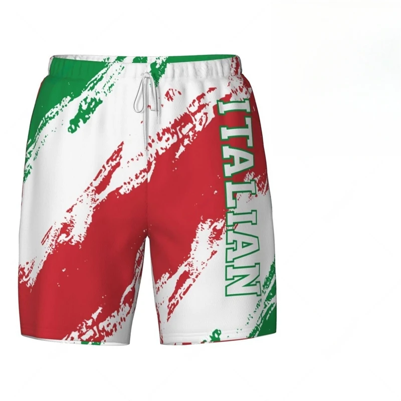 Fashion Italian Flag 3D Print Beach Shorts Men's Casual Board Shorts Male Swimming Trunks Short Pants Man Swimsuit Clothing