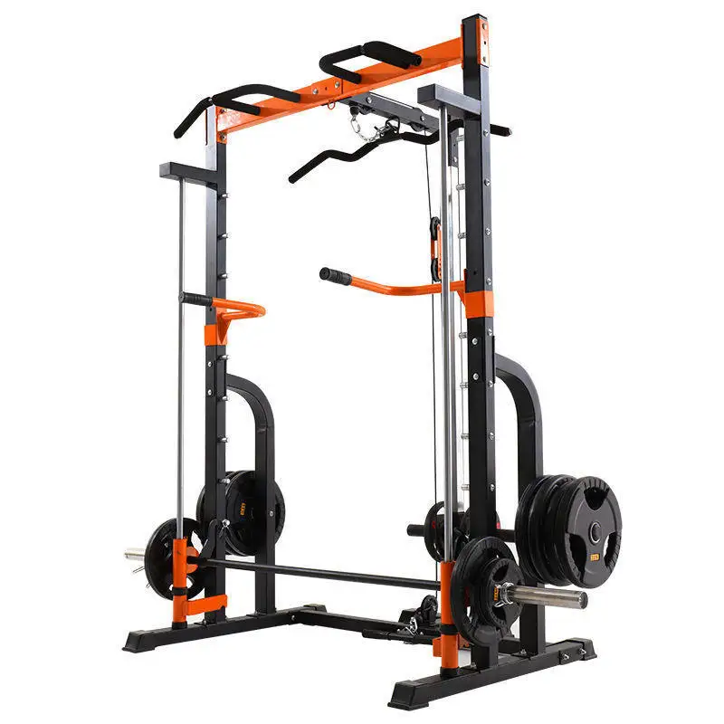 YTYIN Fitness Smith Machine Squat Rack Essential Series Pulley System Gym Squat Rack Pull Up Bar